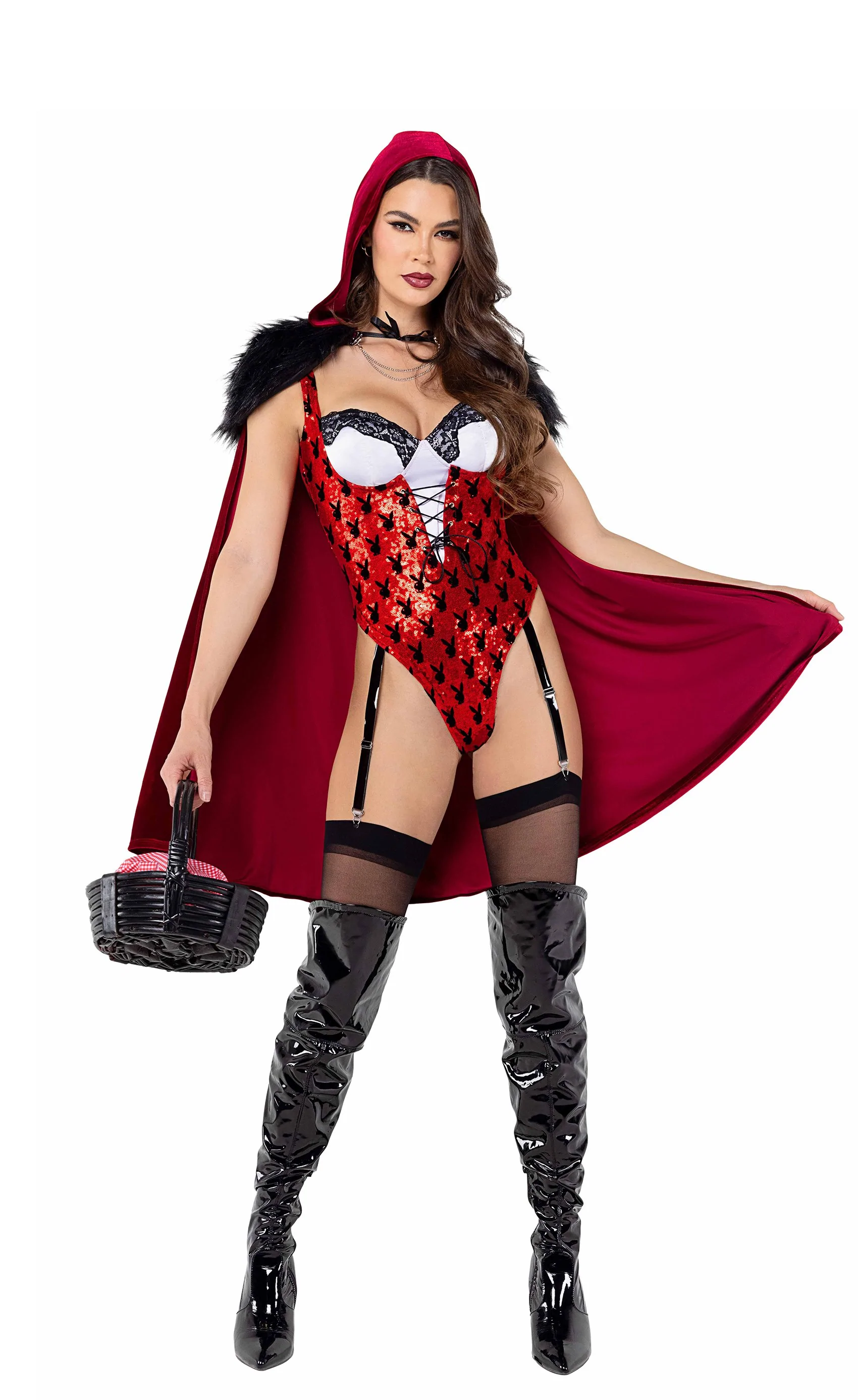 2 Piece Playboy Red Riding Hood Costume (Plus Size Available)