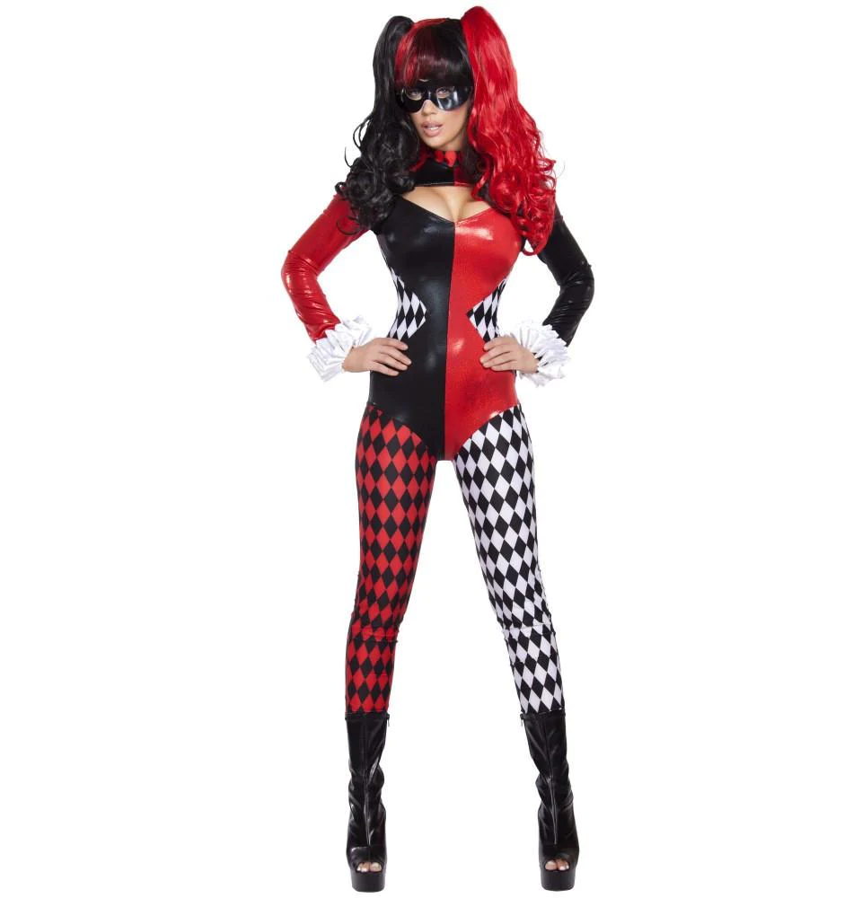 2PC Villainous Vixen Sexy Harley Quinn Costume