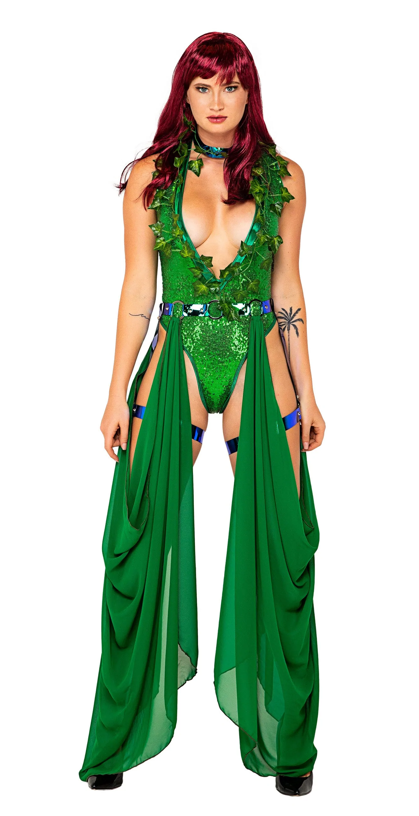 3 PC Poison ivy costume with drapes Front