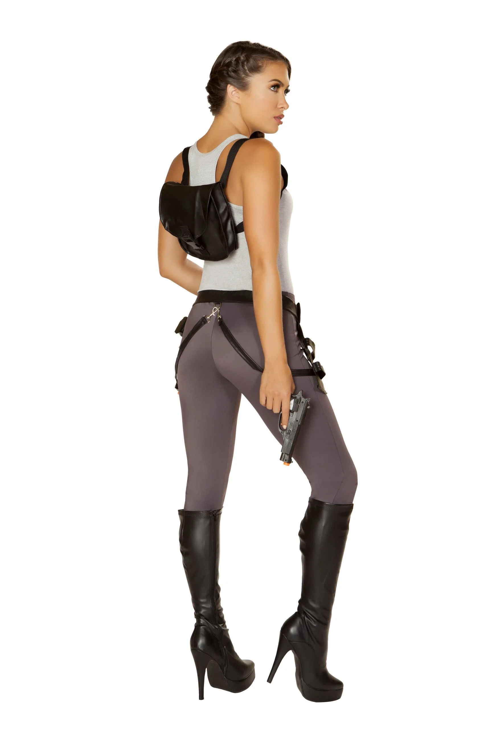 5PC Lara Croft Costume for Women Back View