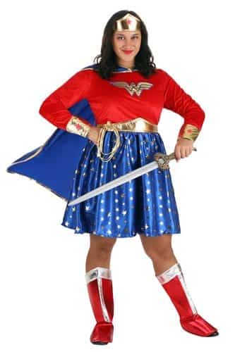 Plus Size Wonder Woman Costume With Long Sleeve Dress